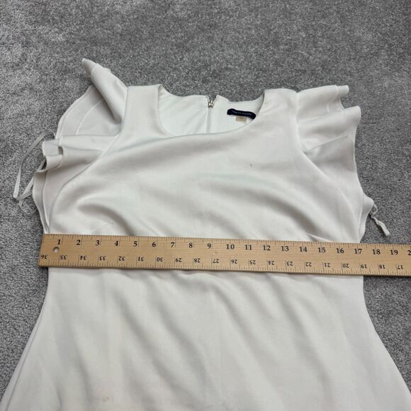 Tommy Hilfiger Ruffle Flutter Sleeve Sheath Pencil Dress Womens 12 White Classic - Picture 13 of 16